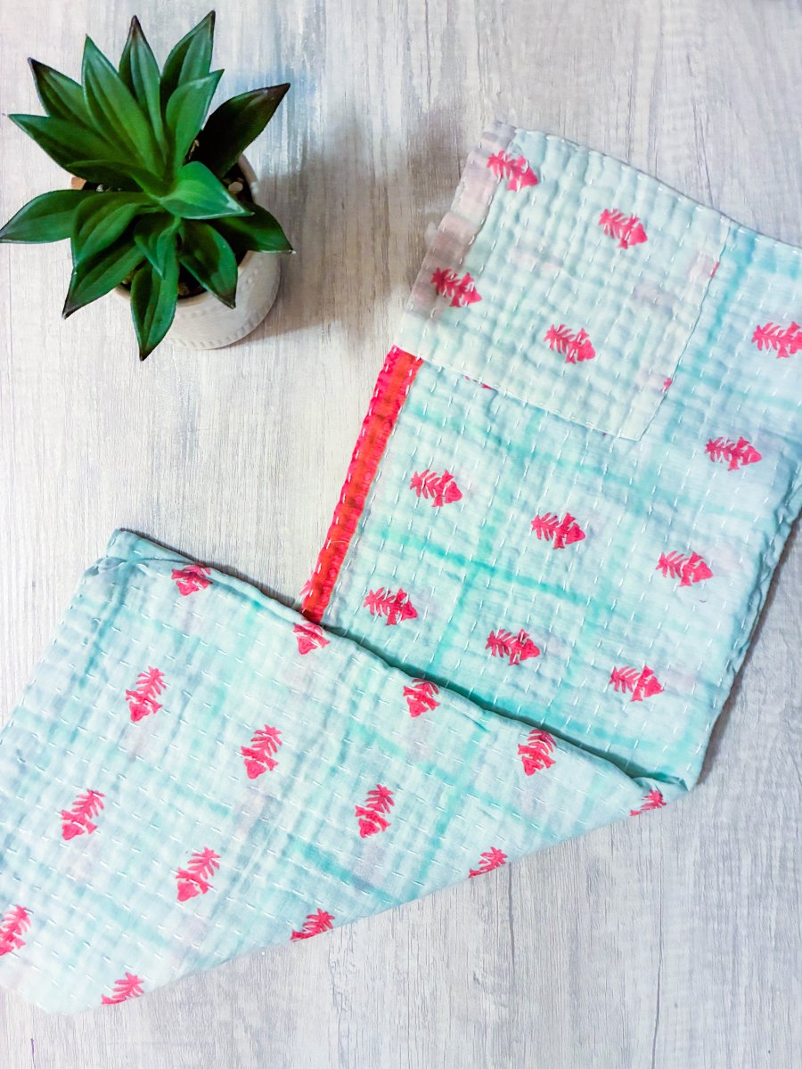 Kantha Kitchen Towel - Asha Project Kantha - Saree - Handmade