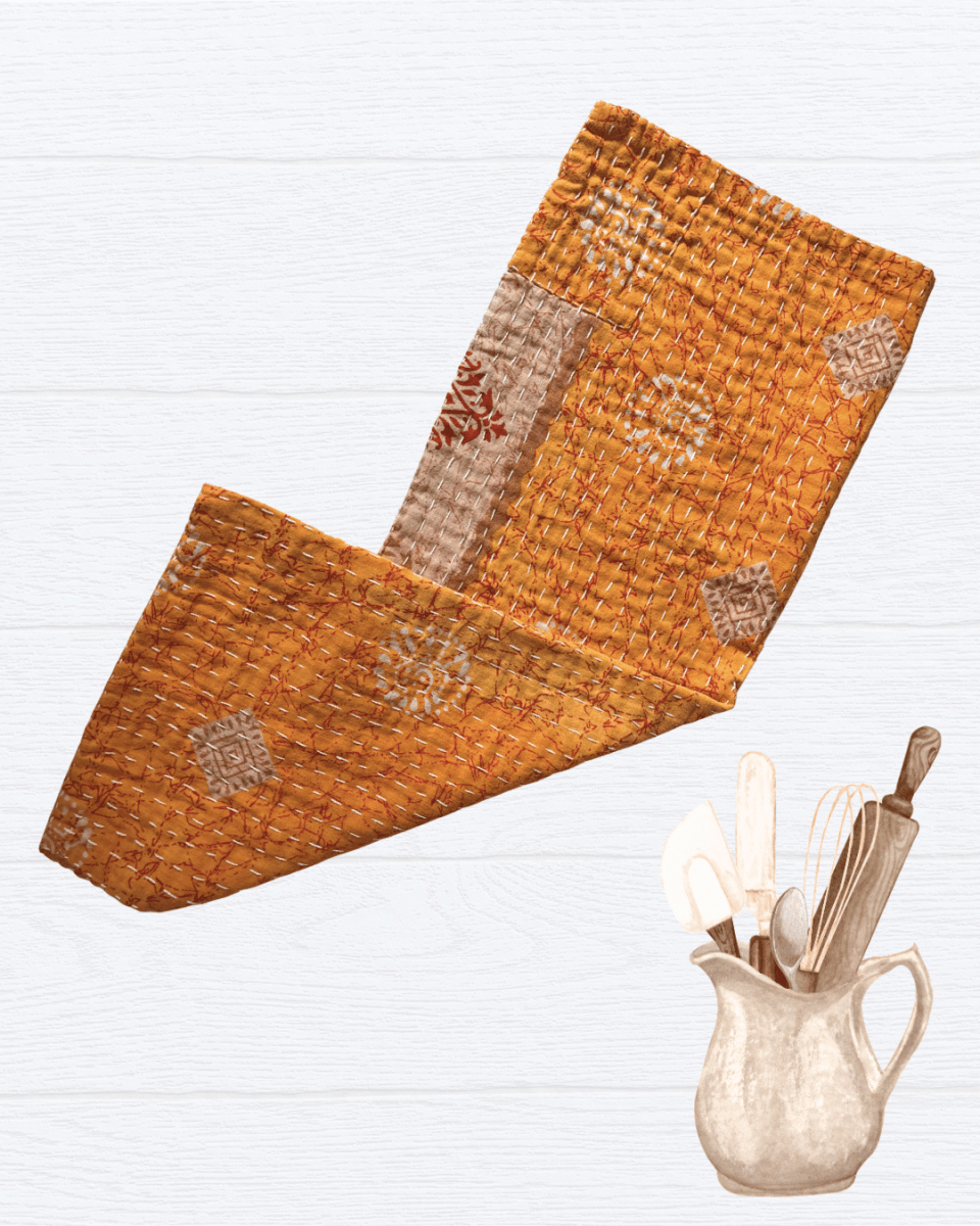 Kantha Kitchen Towel - Asha Project Kantha-Saree-Handmade