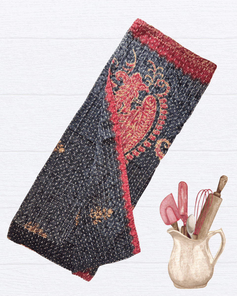 Kantha Kitchen Towel - Asha Project Kantha-Saree-Handmade