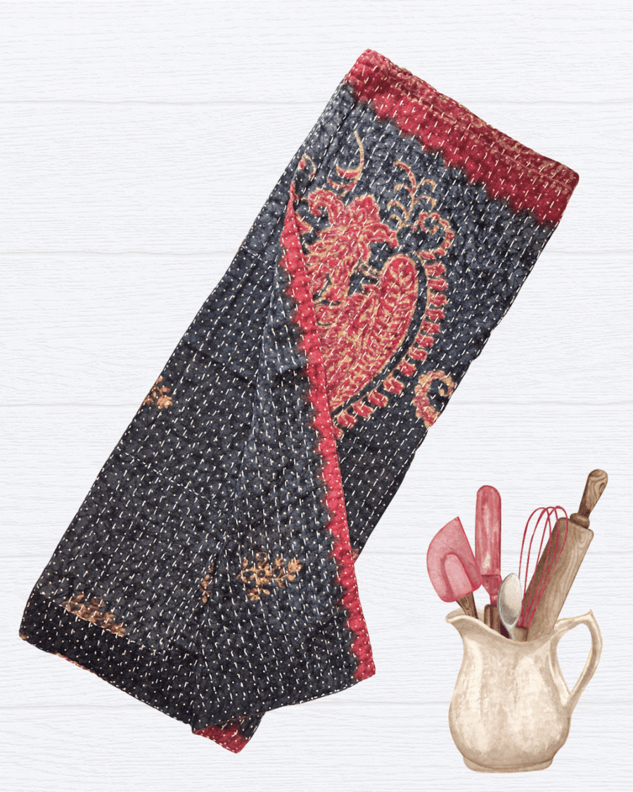 Kantha Kitchen Towel - Asha Project Kantha-Saree-Handmade
