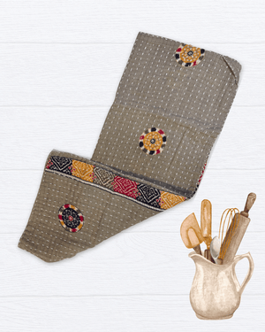 Kantha Kitchen Towel - Asha Project Kantha - Saree - Handmade