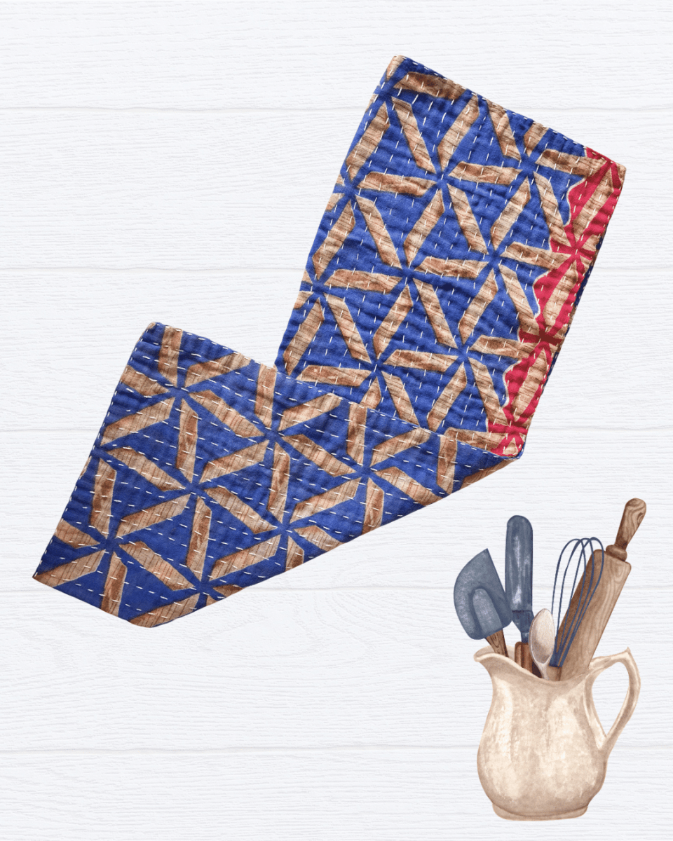 Kantha Kitchen Towel - Asha Project Kantha-Saree-Handmade