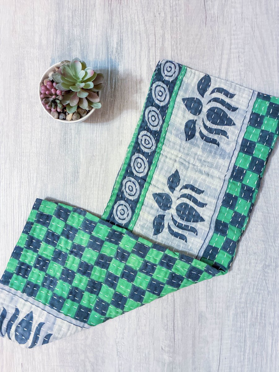 Kantha Kitchen Towel - Asha Project Kantha - Saree - Handmade