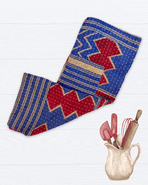 Kantha Kitchen Towel - Asha Project Kantha - Saree - Handmade