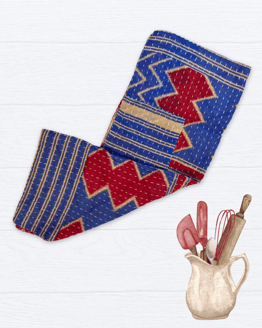 Kantha Kitchen Towel - Asha Project Kantha - Saree - Handmade