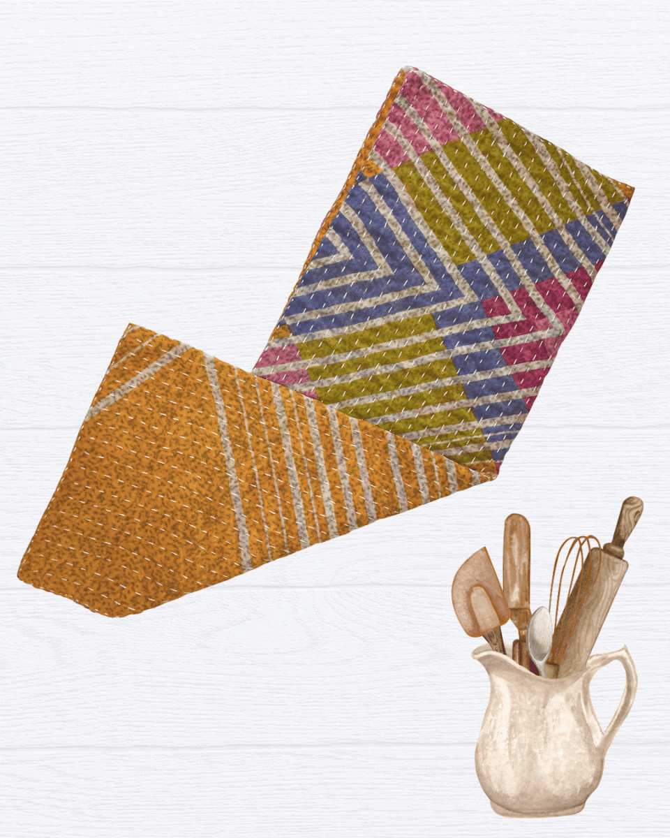 Kantha Kitchen Towel - Asha Project Kantha-Saree-Handmade