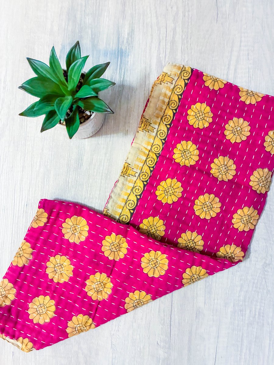 Kantha Kitchen Towel - Asha Project Kantha - Saree - Handmade