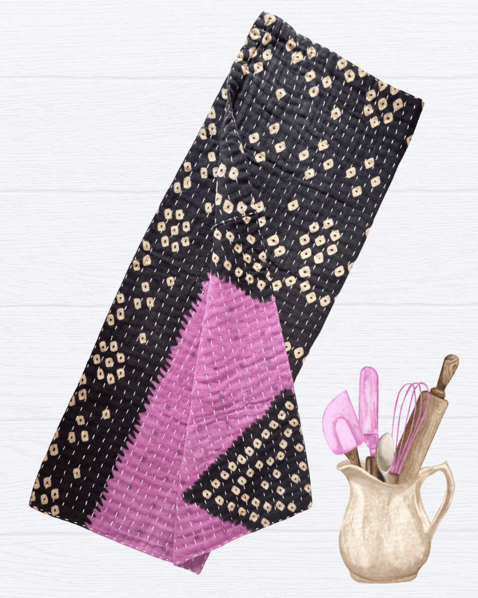 Kantha Kitchen Towel - Asha Project Kantha-Saree-Handmade