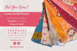 Kantha Kitchen Towel - Asha Project Kantha - Saree - Handmade