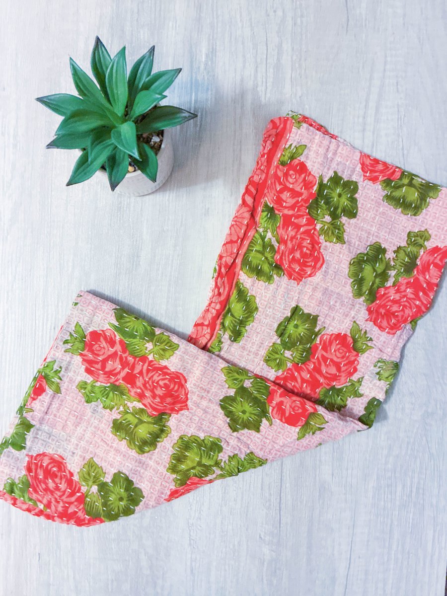 Kantha Kitchen Towel - Asha Project Kantha - Saree - Handmade