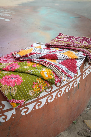Kantha Kitchen Towel | Assorted - Asha Project Kantha - Saree - Handmade