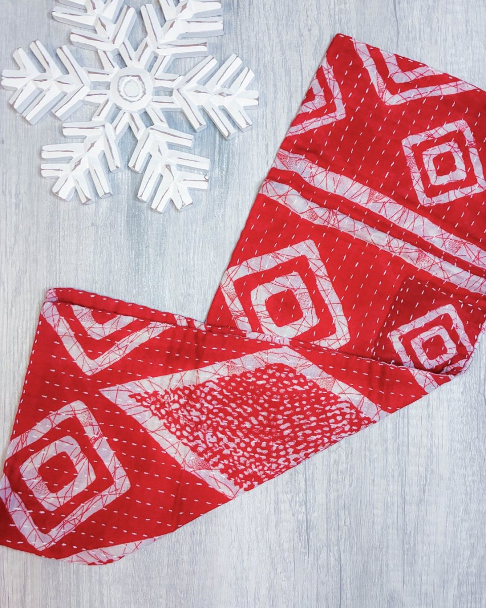 Kantha Kitchen Towel | Christmas - Asha Project Kantha - Saree - Handmade