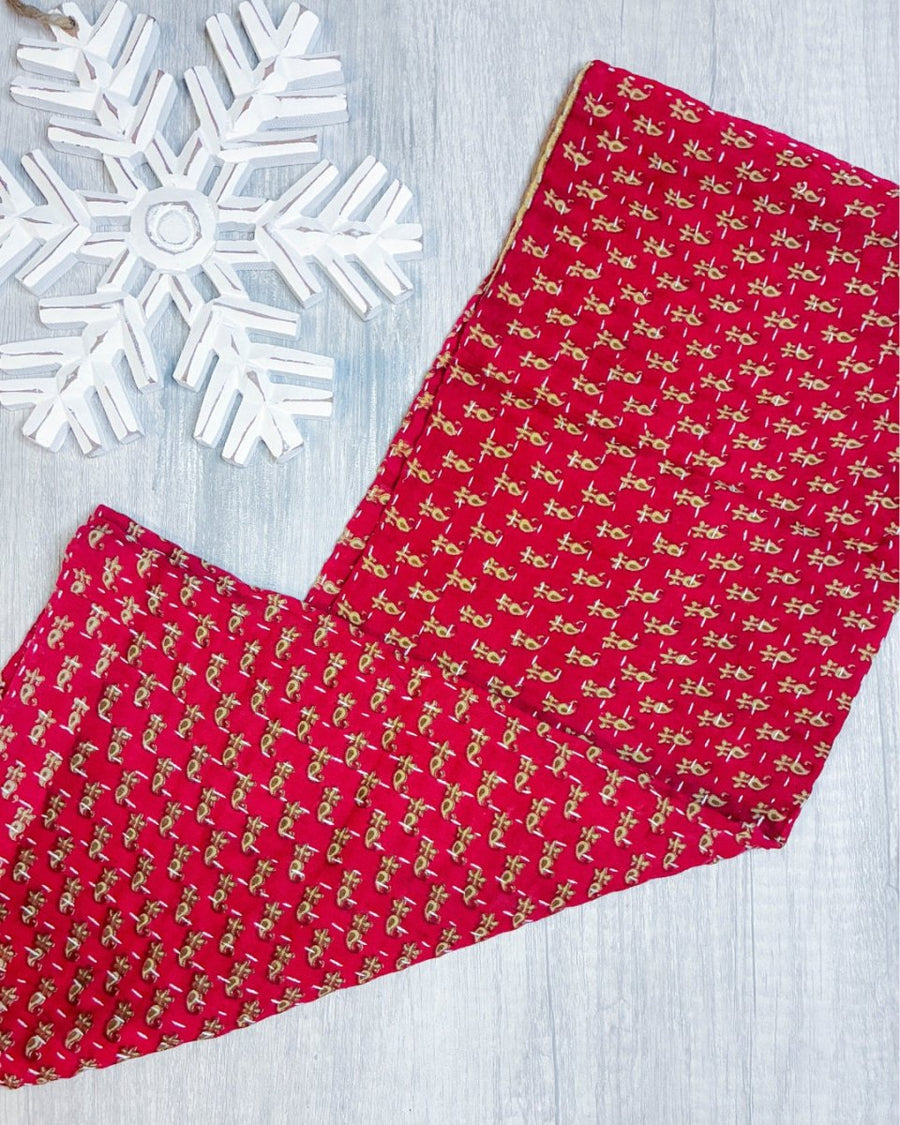 Kantha Kitchen Towel | Christmas - Asha Project Kantha - Saree - Handmade