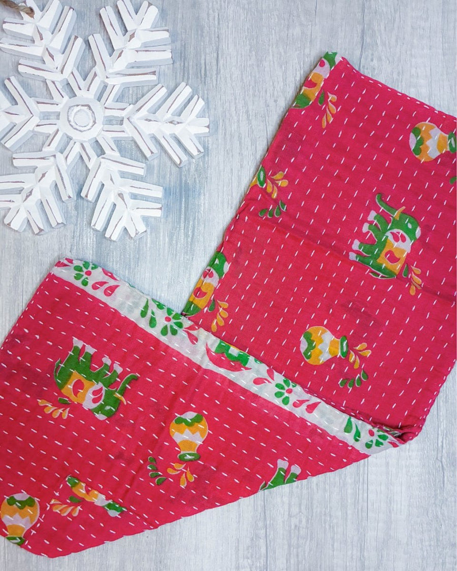 Kantha Kitchen Towel | Christmas - Asha Project Kantha - Saree - Handmade