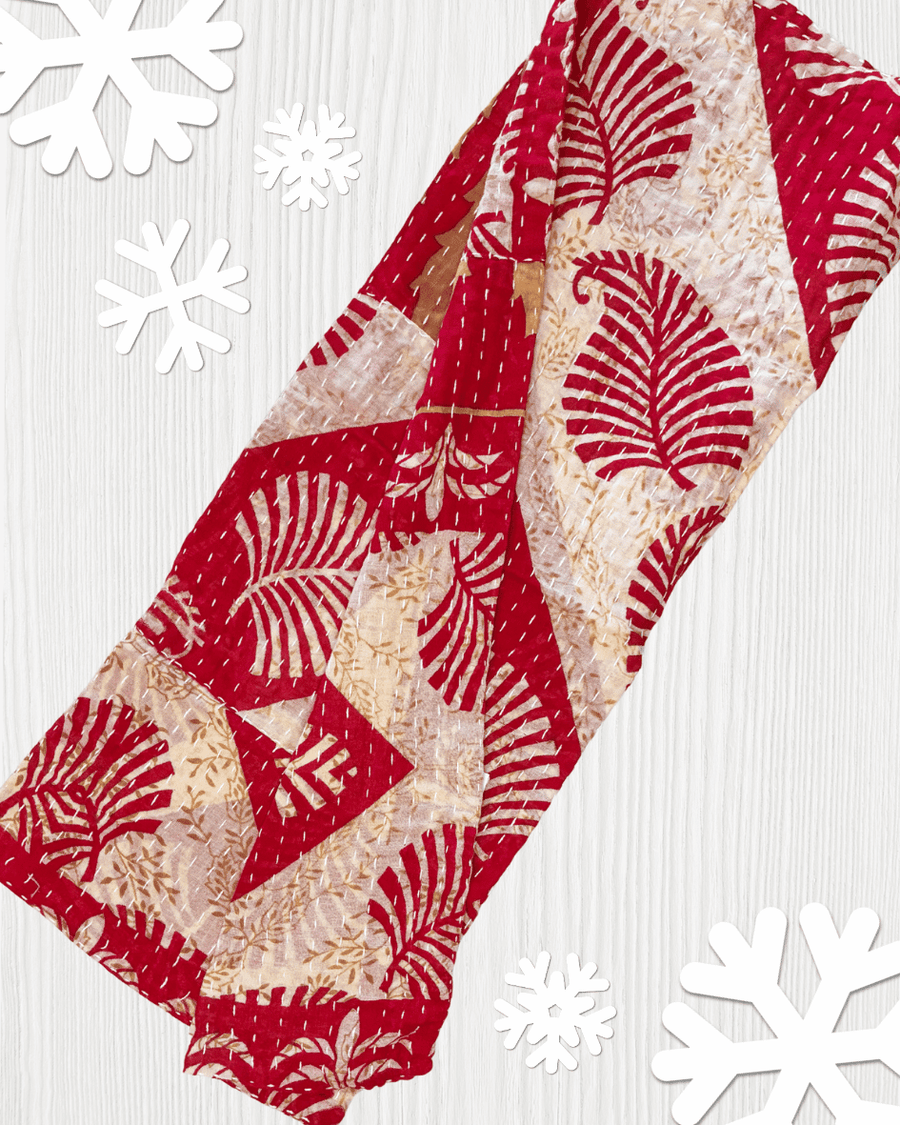 Kantha Kitchen Towel | Christmas - Asha Project Kantha - Saree - Handmade