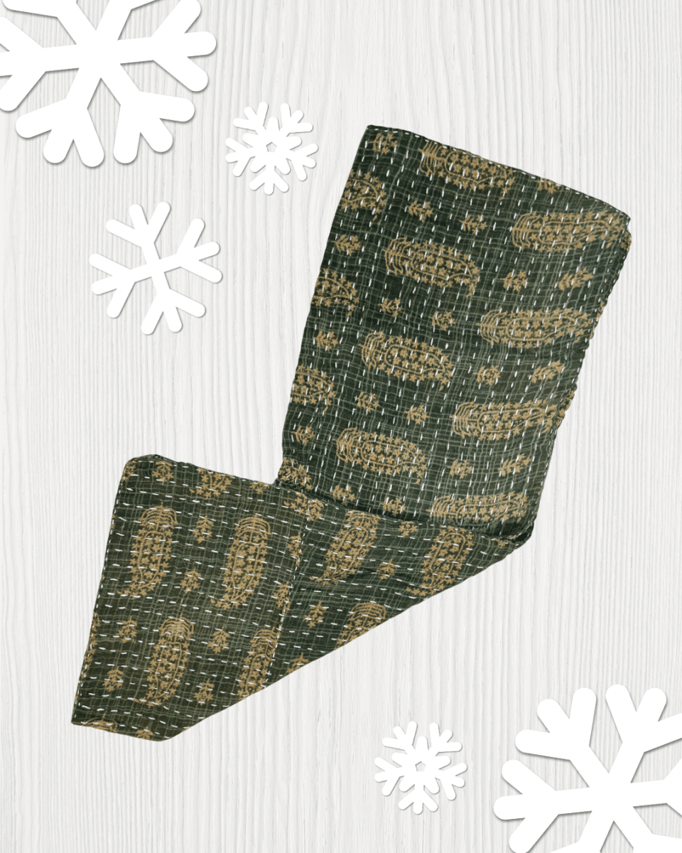 Kantha Kitchen Towel | Christmas - Asha Project Kantha - Saree - Handmade