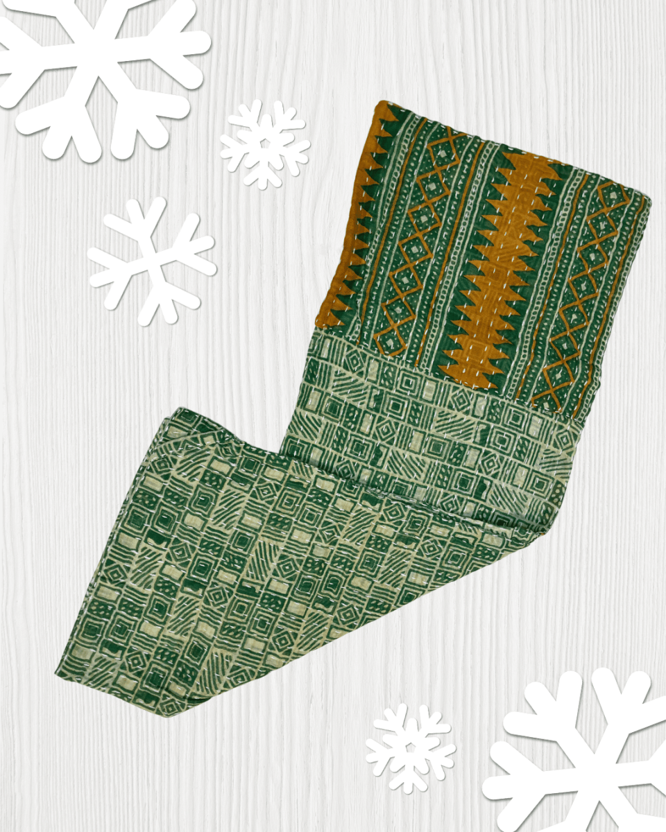 Kantha Kitchen Towel | Christmas - Asha Project Kantha - Saree - Handmade