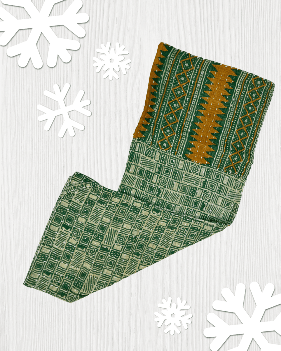 Kantha Kitchen Towel | Christmas - Asha Project Kantha - Saree - Handmade