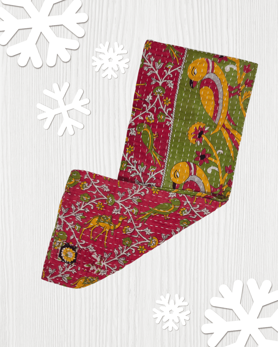 Kantha Kitchen Towel | Christmas - Asha Project Kantha - Saree - Handmade