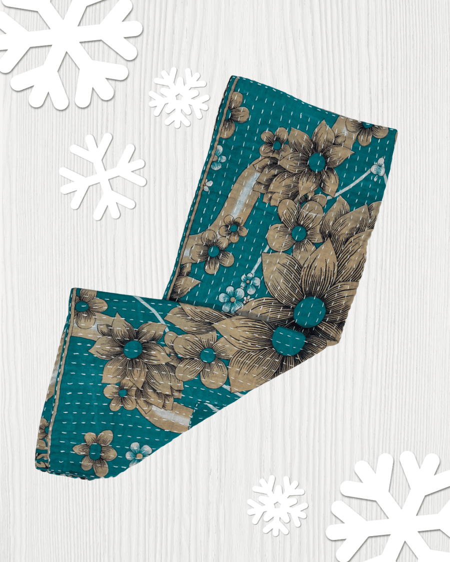 Kantha Kitchen Towel | Christmas - Asha Project Kantha - Saree - Handmade