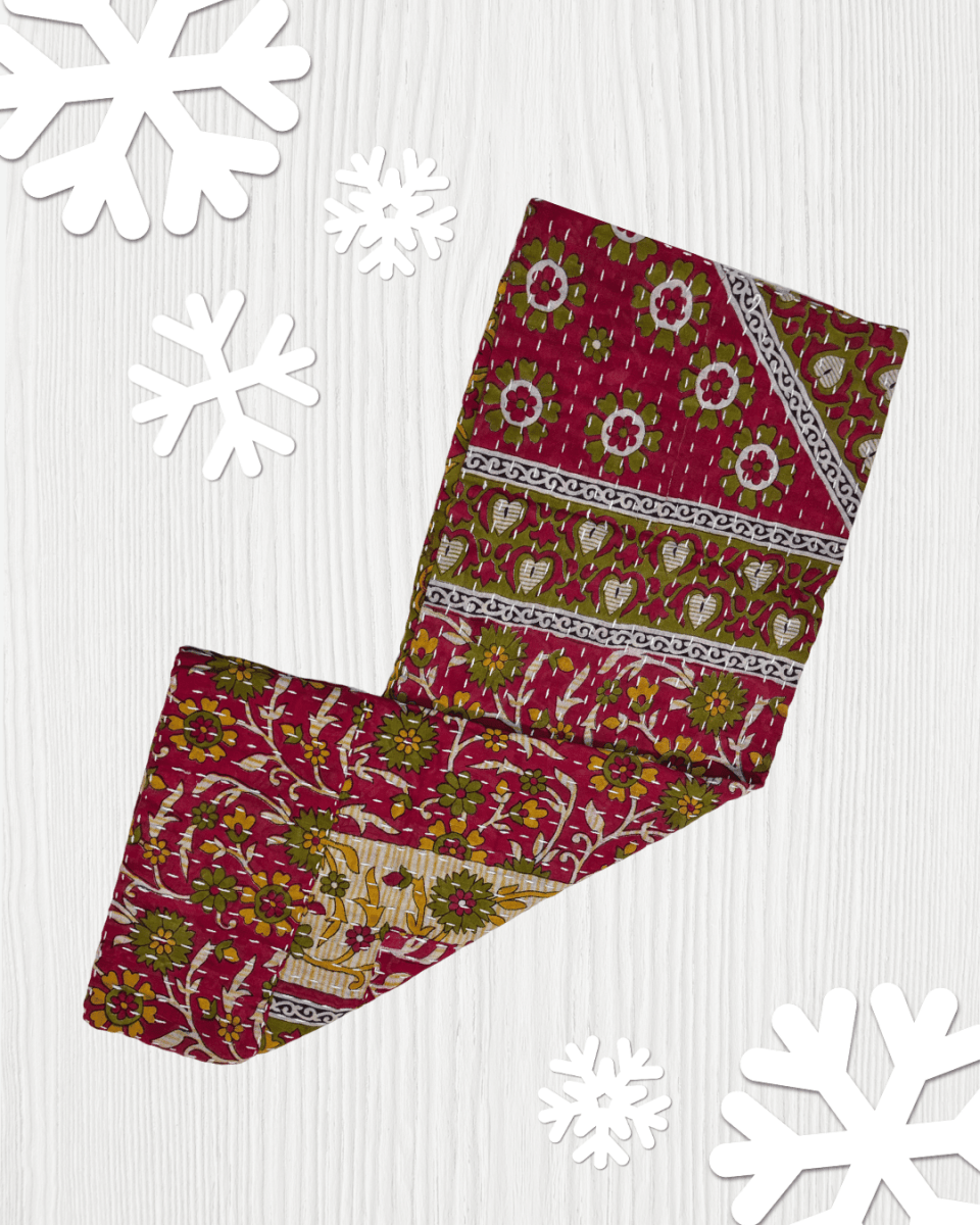 Kantha Kitchen Towel | Christmas - Asha Project Kantha - Saree - Handmade