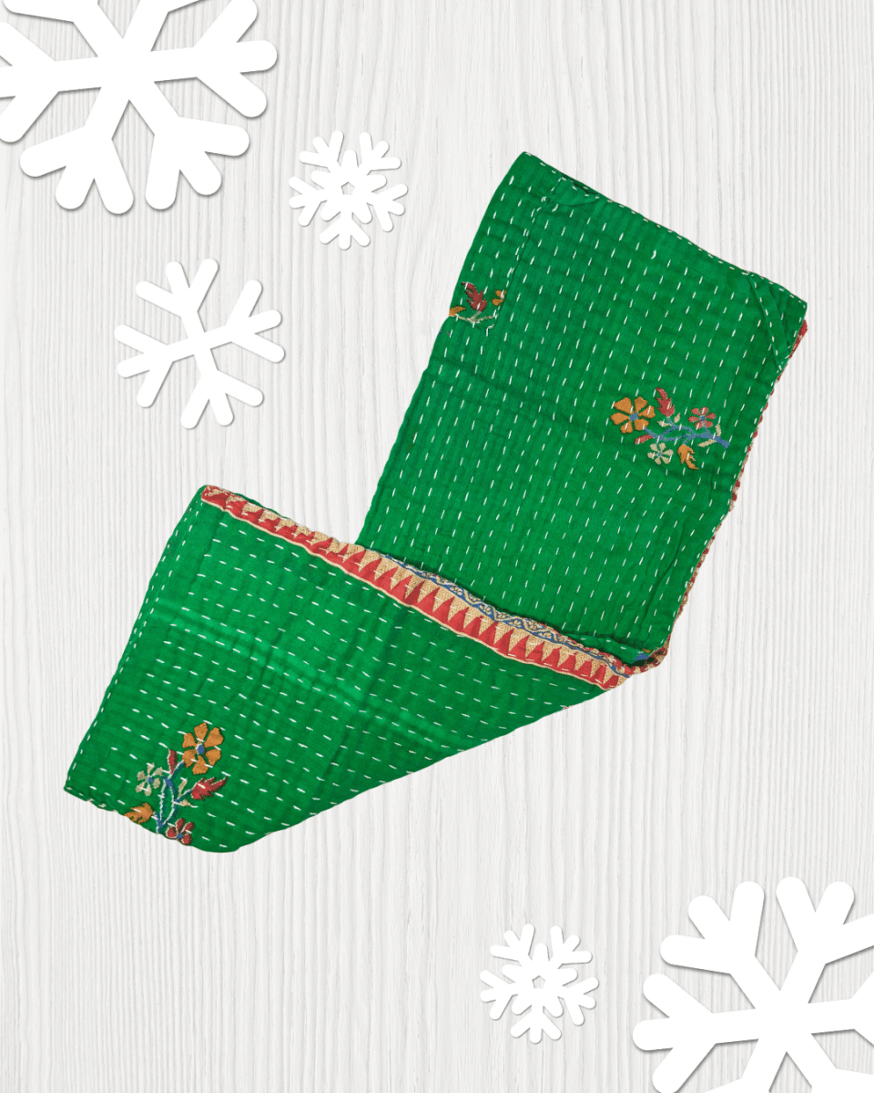 Kantha Kitchen Towel | Christmas - Asha Project Kantha-Saree-Handmade