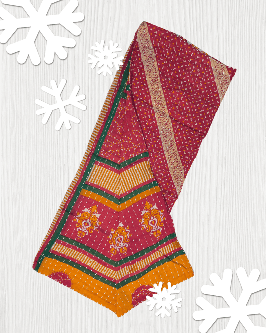 Kantha Kitchen Towel | Christmas - Asha Project Kantha - Saree - Handmade