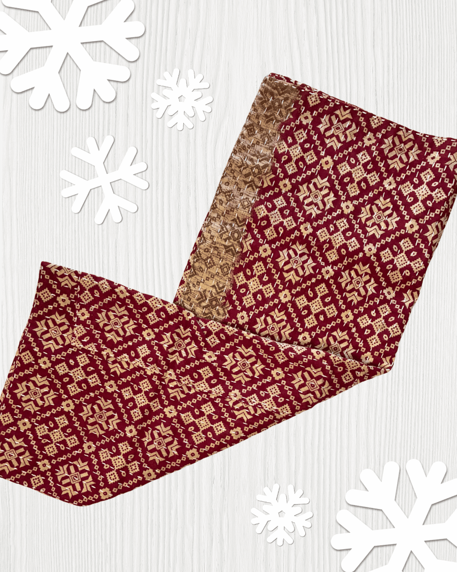 Kantha Kitchen Towel | Christmas - Asha Project Kantha - Saree - Handmade