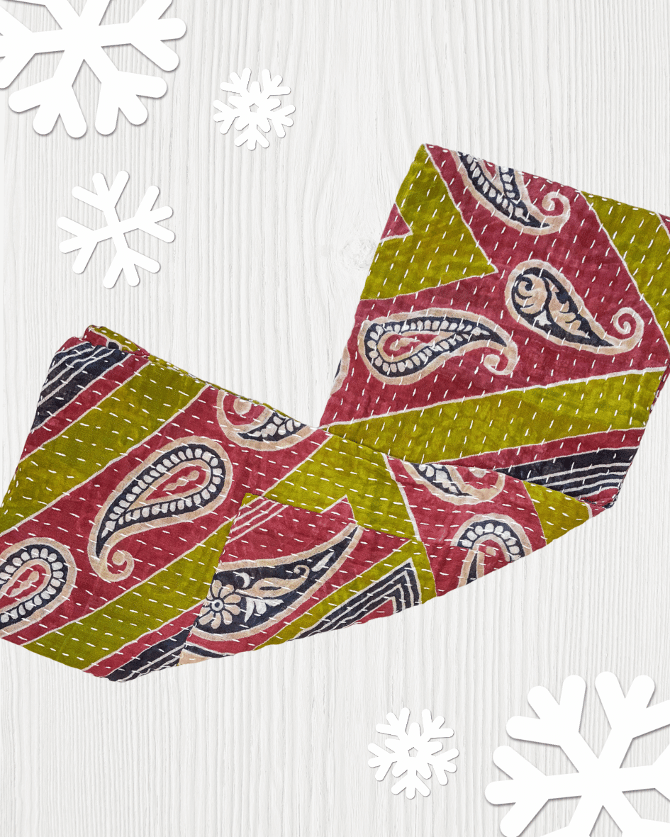 Kantha Kitchen Towel | Christmas - Asha Project Kantha - Saree - Handmade