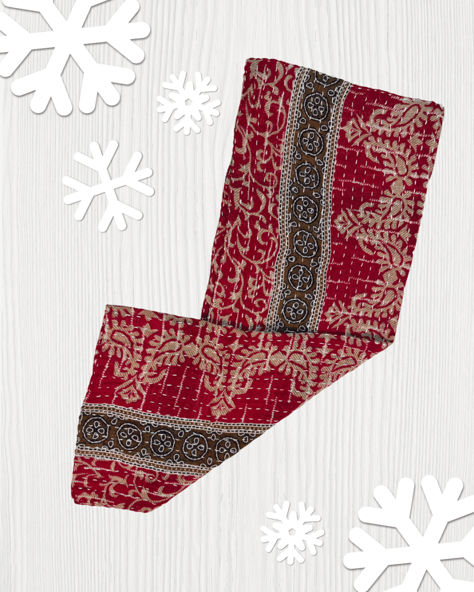 Kantha Kitchen Towel | Christmas - Asha Project Kantha - Saree - Handmade