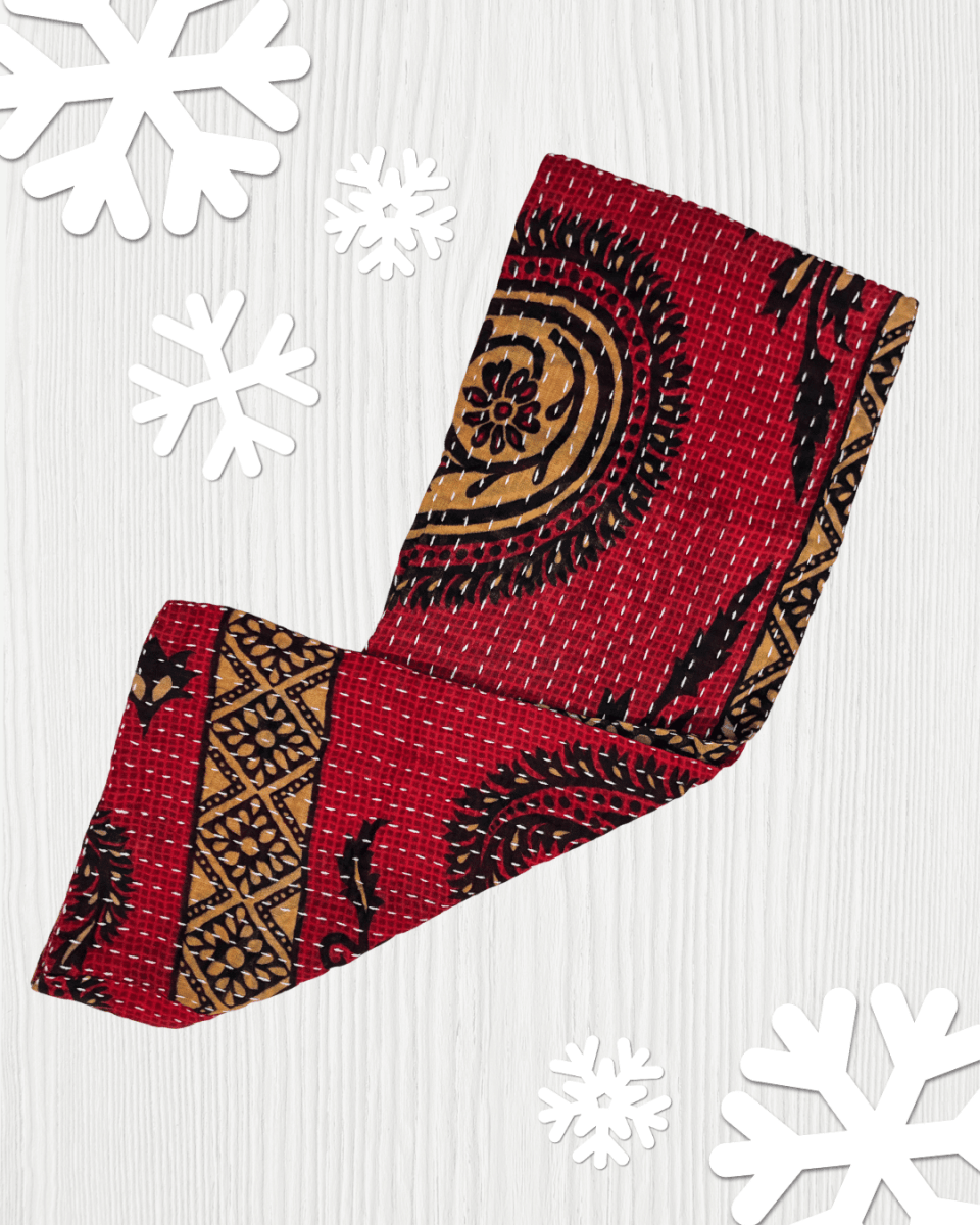Kantha Kitchen Towel | Christmas - Asha Project Kantha - Saree - Handmade