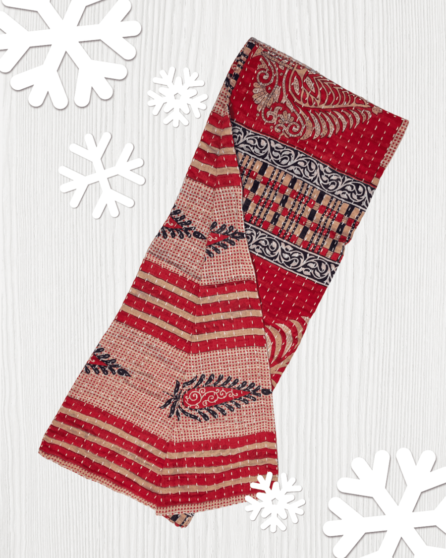 Kantha Kitchen Towel | Christmas - Asha Project Kantha - Saree - Handmade