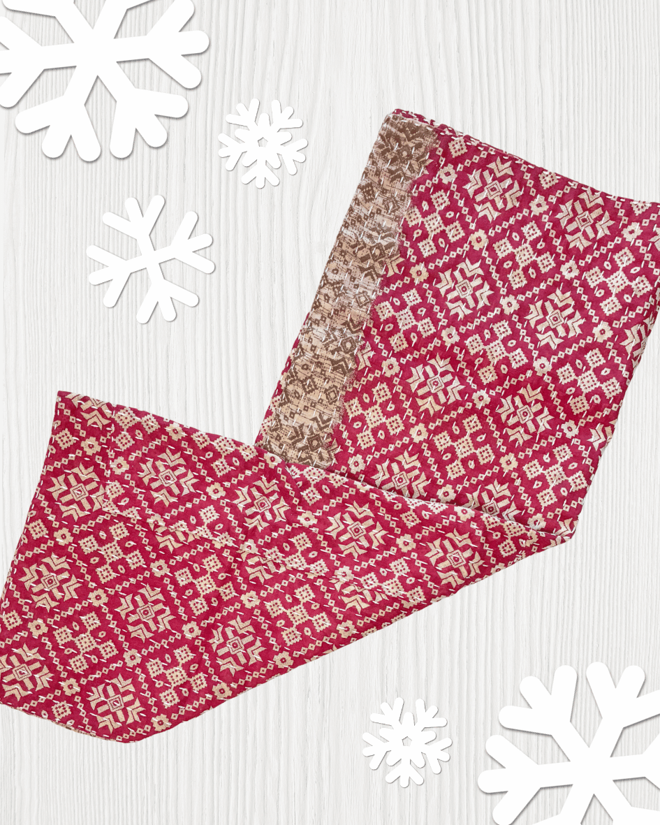 Kantha Kitchen Towel | Christmas - Asha Project Kantha - Saree - Handmade
