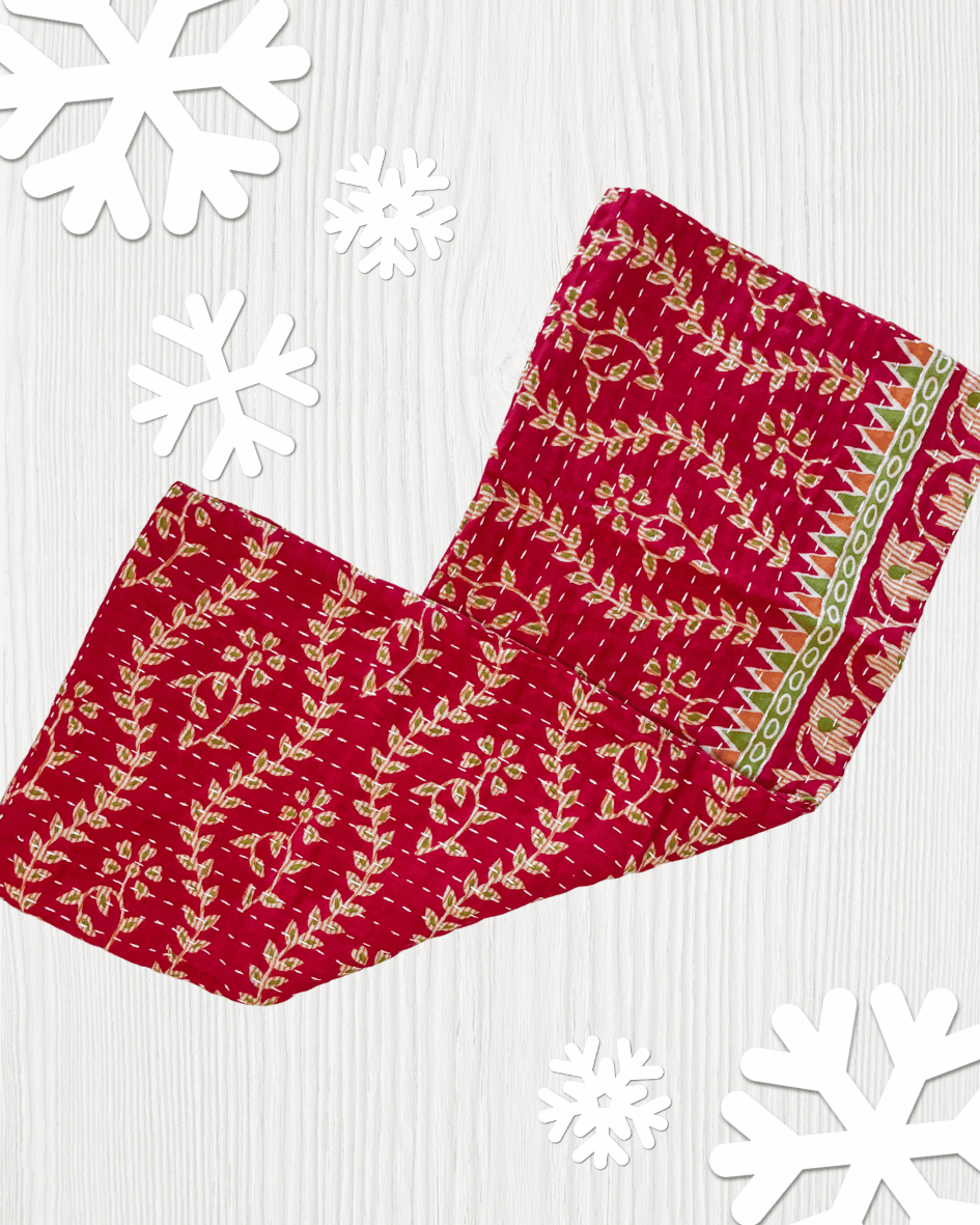 Kantha Kitchen Towel | Christmas - Asha Project Kantha - Saree - Handmade