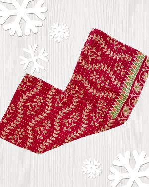 Kantha Kitchen Towel | Christmas - Asha Project Kantha - Saree - Handmade