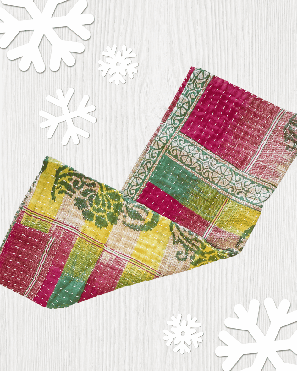 Kantha Kitchen Towel | Christmas - Asha Project Kantha - Saree - Handmade