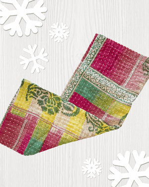 Kantha Kitchen Towel | Christmas - Asha Project Kantha - Saree - Handmade