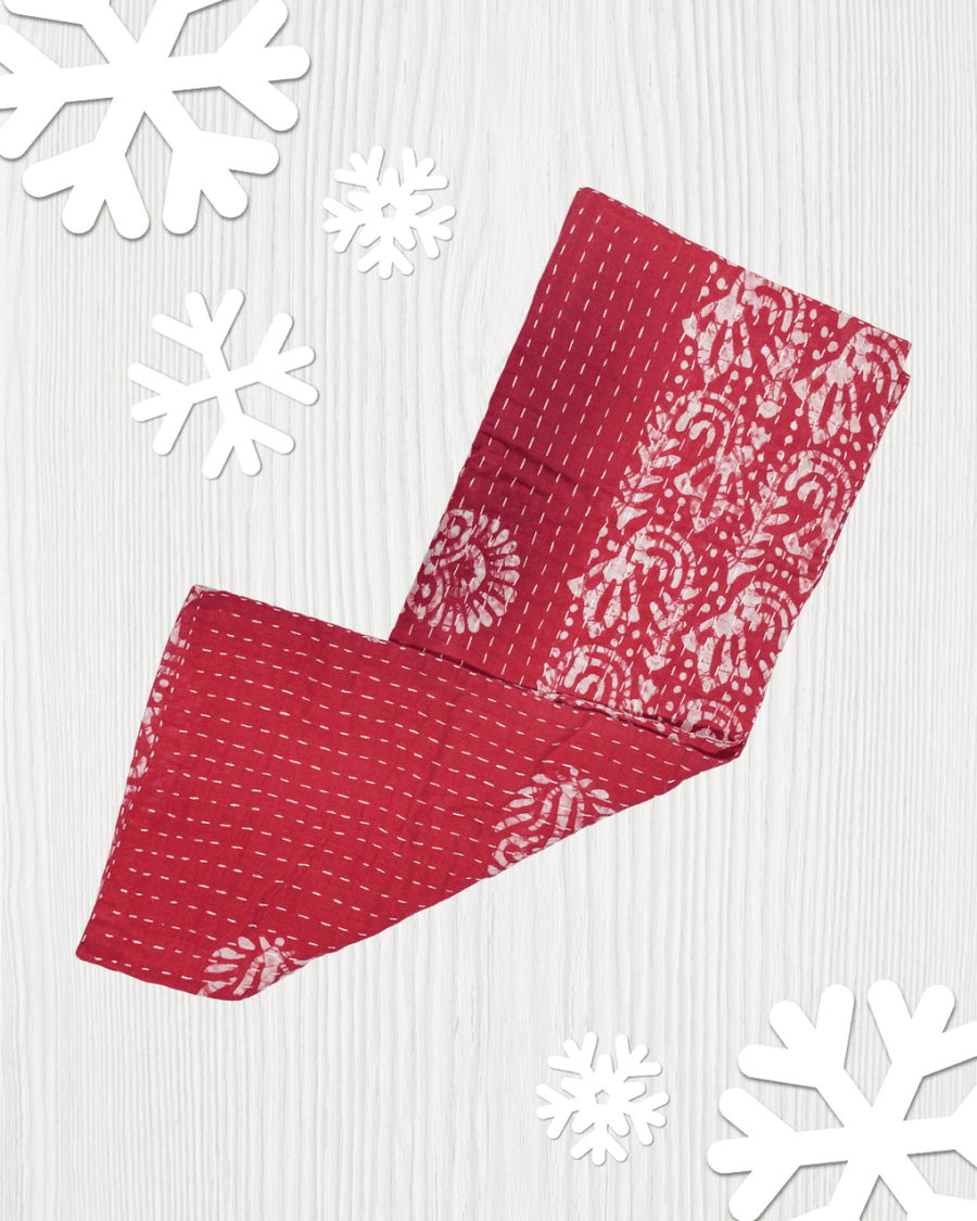 Kantha Kitchen Towel | Christmas - Asha Project Kantha-Saree-Handmade