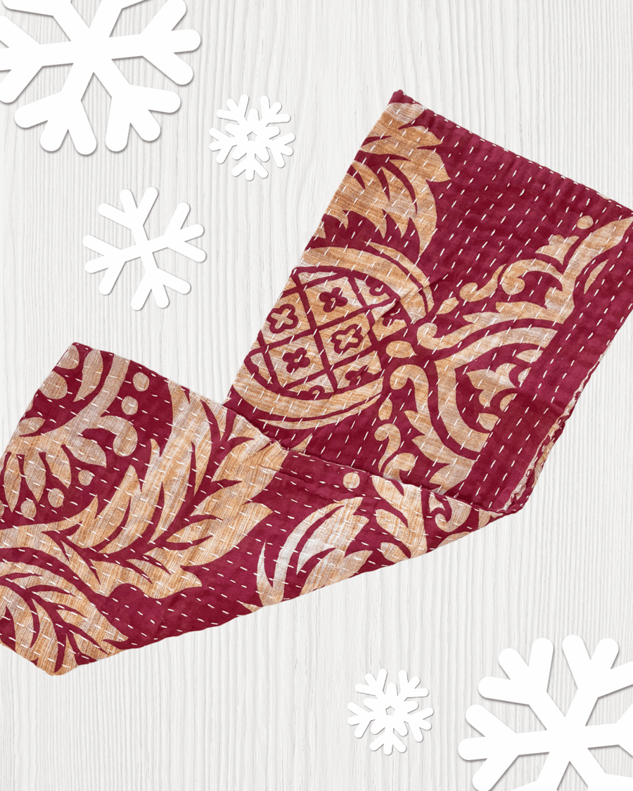 Kantha Kitchen Towel | Christmas - Asha Project Kantha - Saree - Handmade