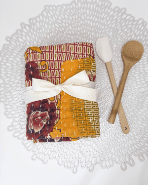 Kantha Kitchen Towel Gift Set (3) - Asha Project Kantha-Saree-Handmade