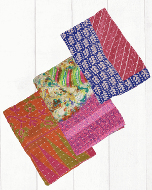 Kantha Kitchen Towel Gift Set (3) - Asha Project Kantha-Saree-Handmade