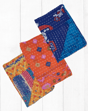 Kantha Kitchen Towel Gift Set (3) - Asha Project Kantha-Saree-Handmade