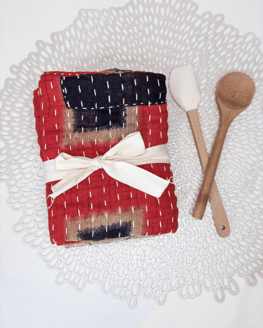 Kantha Kitchen Towel Gift Set (3) - Asha Project Kantha-Saree-Handmade