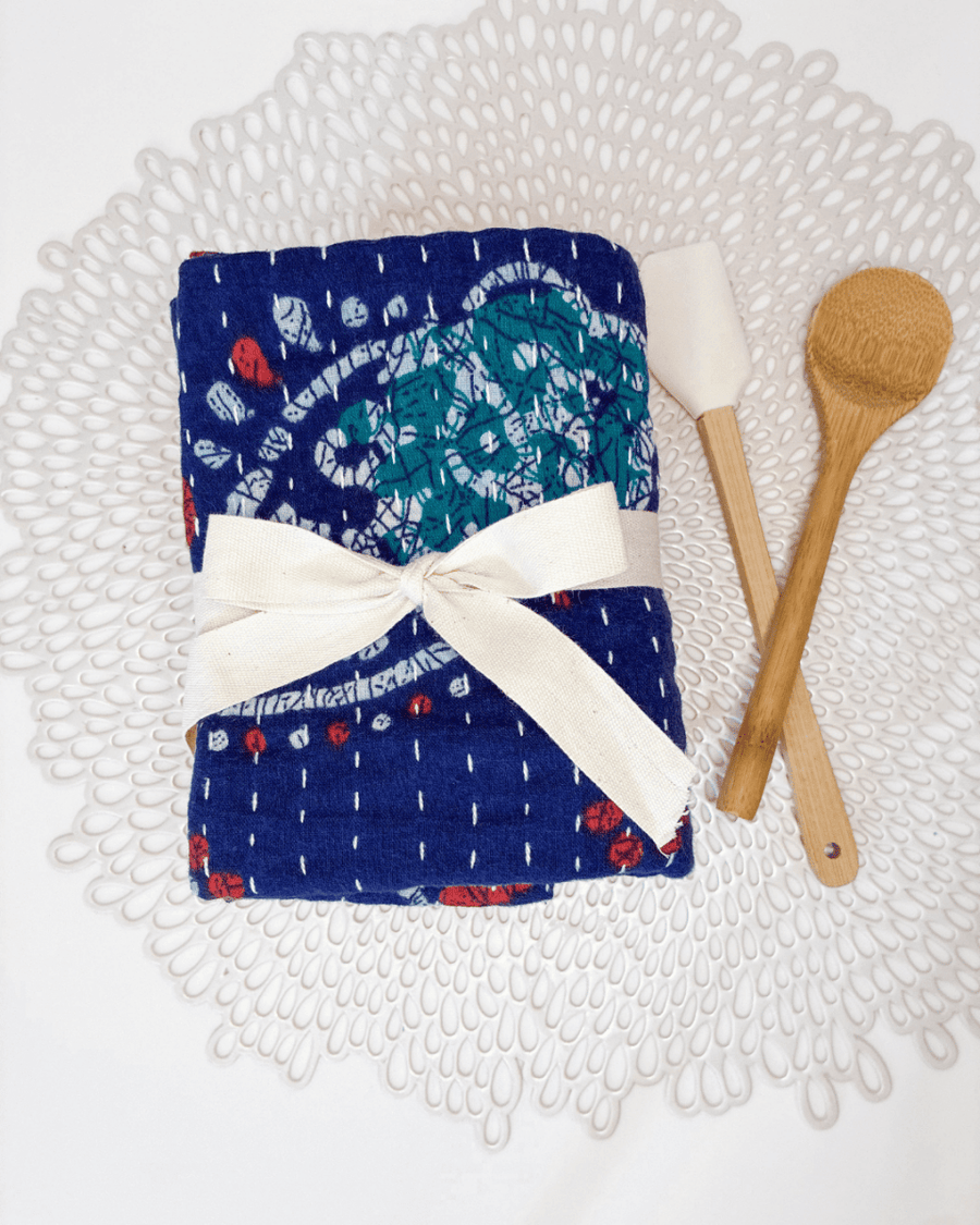 Kantha Kitchen Towel Gift Set (3) - Asha Project Kantha-Saree-Handmade