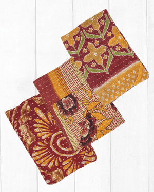 Kantha Kitchen Towel Gift Set (3) - Asha Project Kantha-Saree-Handmade