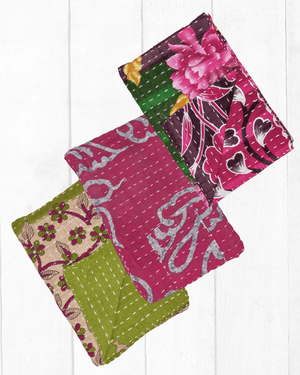 Kantha Kitchen Towel Gift Set (3) - Asha Project Kantha-Saree-Handmade
