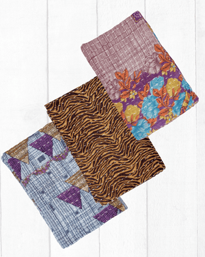 Kantha Kitchen Towel Gift Set (3) - Asha Project Kantha-Saree-Handmade