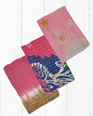 Kantha Kitchen Towel Gift Set (3) - Asha Project Kantha-Saree-Handmade