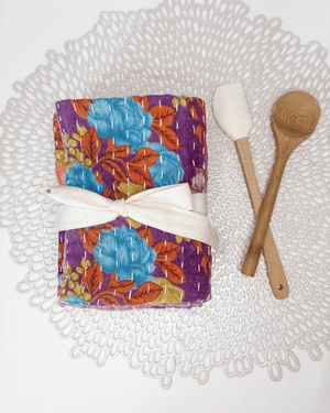 Kantha Kitchen Towel Gift Set (3) | Valentine's Day - Asha Project Kantha-Saree-Handmade