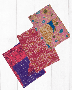 Kantha Kitchen Towel Gift Set (3) | Valentine's Day - Asha Project Kantha-Saree-Handmade